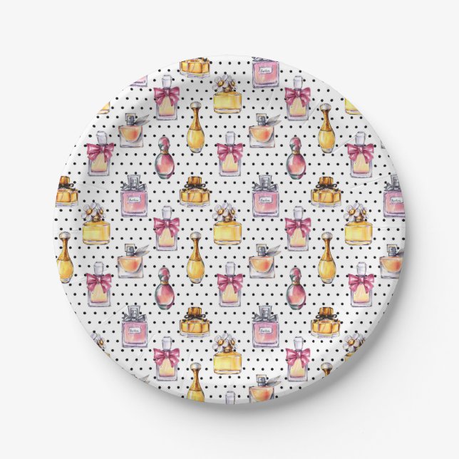 Assiettes En Carton Motif de bouteille de Parfum (Devant)