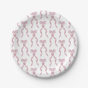 Assiettes En Carton Motif de Bow rose Aquarelle
