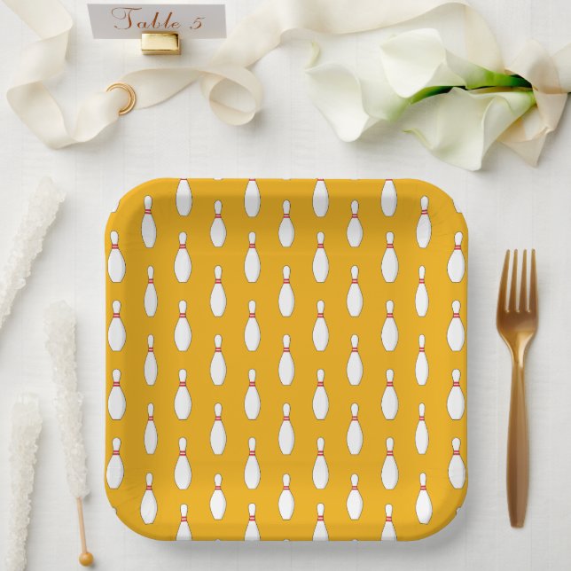 Assiettes En Carton Motif de Bowling Skittle (Mariage)
