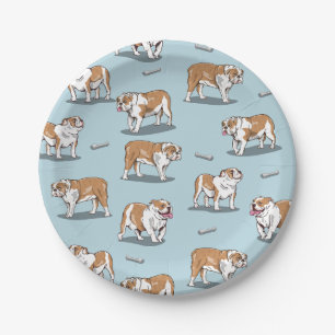 Assiettes En Carton Motif de bulldog anglais