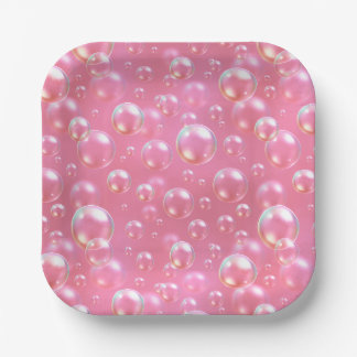 Assiettes En Carton Motif de bulles roses