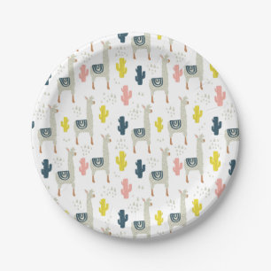 Assiettes En Carton Motif de cactus et de lamas