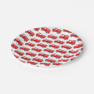 Assiettes En Carton Motif de camion-feu rouge