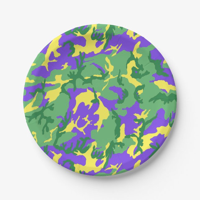 Assiettes En Carton Motif de Camouflage Mardi Gras (Devant)