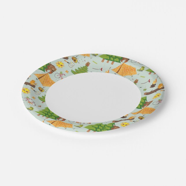 Assiettes En Carton Motif de camping (Angle)