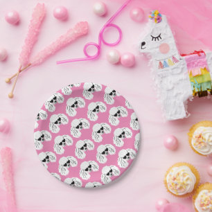 Assiettes En Carton Motif de caniche mignon rose