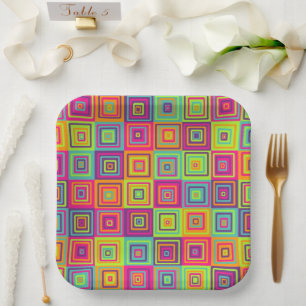 Assiettes En Carton Motif de carrés