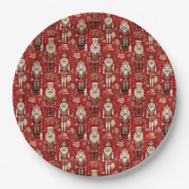 Assiettes En Carton Motif de casse-noix rouges Noël