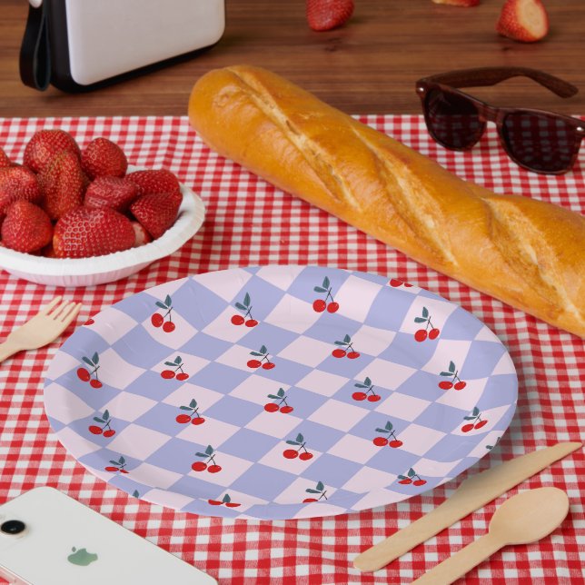Assiettes En Carton Motif de cerise douce (Pique-nique)