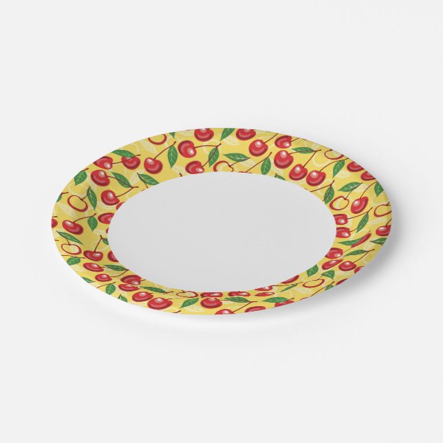 Assiettes En Carton motif de cerisier (Angle)