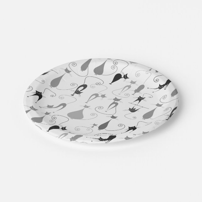 Assiettes En Carton Motif de chat de Kitty (Angle)