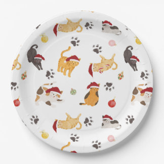 Assiettes En Carton Motif de chat de vacances mignon