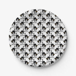 Assiettes En Carton motif de chat effrayé