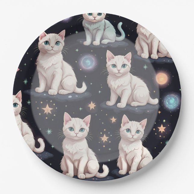 Assiettes En Carton Motif de chats mignons (Devant)