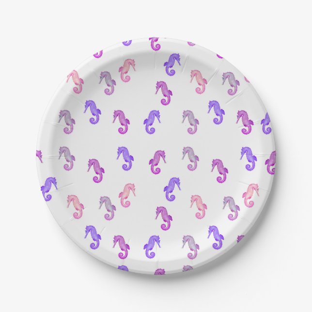 Assiettes En Carton Motif de Chevaux minuscules et violets roses Lilac (Devant)