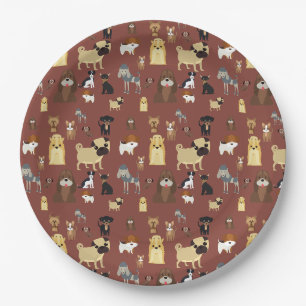 Assiettes En Carton motif de chiens arrière - plans marron.
