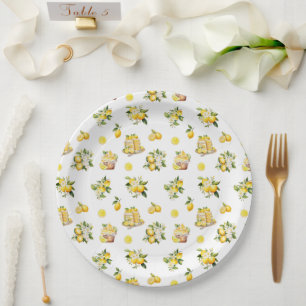 Assiettes En Carton Motif de citron d'été méditerranéen