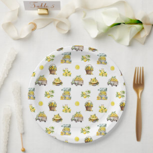Assiettes En Carton Motif de citron d'été méditerranéen