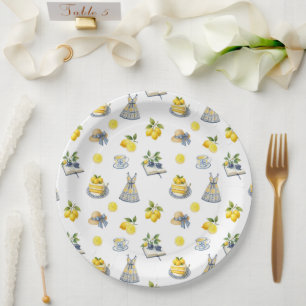 Assiettes En Carton Motif de citron d'été méditerranéen