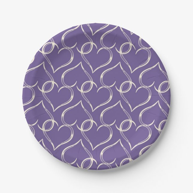 Assiettes En Carton Motif de coeur (Devant)
