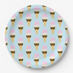 Assiettes En Carton Motif de cône de glace napolitain