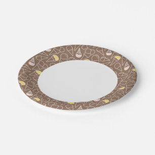 Assiettes En Carton Motif de cône glacé sur le Brown