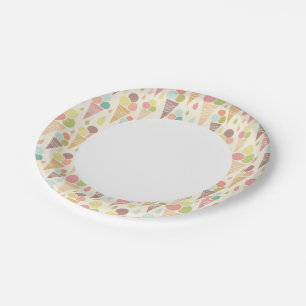 Assiettes En Carton motif de cônes de crème glacée