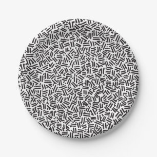 Assiettes En Carton Motif de confetti moderne noir blanc