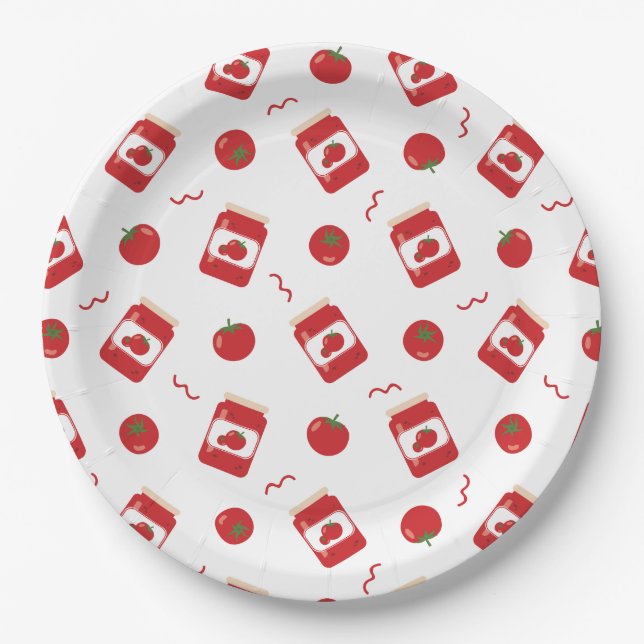 Assiettes En Carton motif de confiture de tomates (Devant)