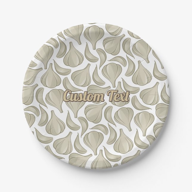 Assiettes En Carton Motif de coupe d'ail (Devant)