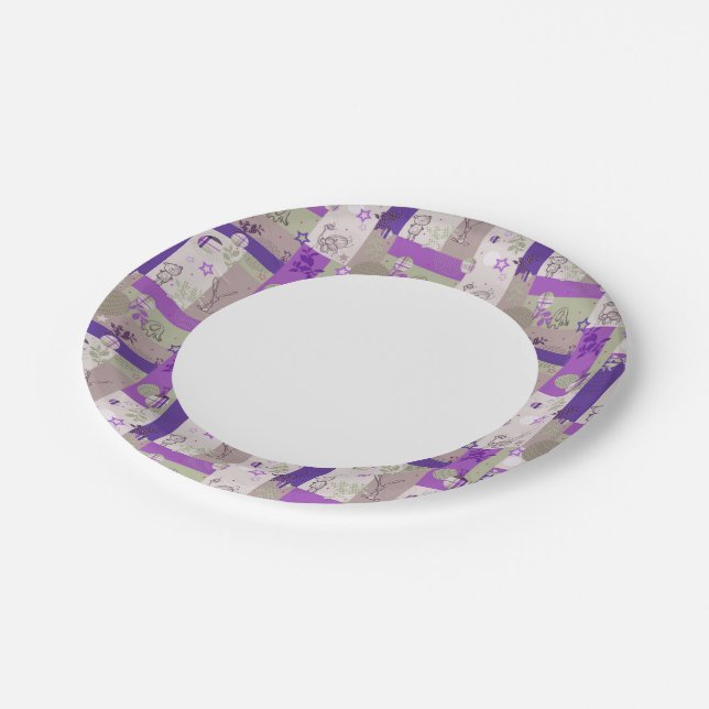 Assiettes En Carton Motif de courtepointe (Angle)
