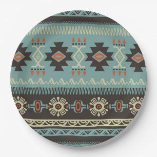 Assiettes En Carton Motif de couverture natif