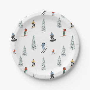 Assiettes En Carton Motif de descente d'hiver