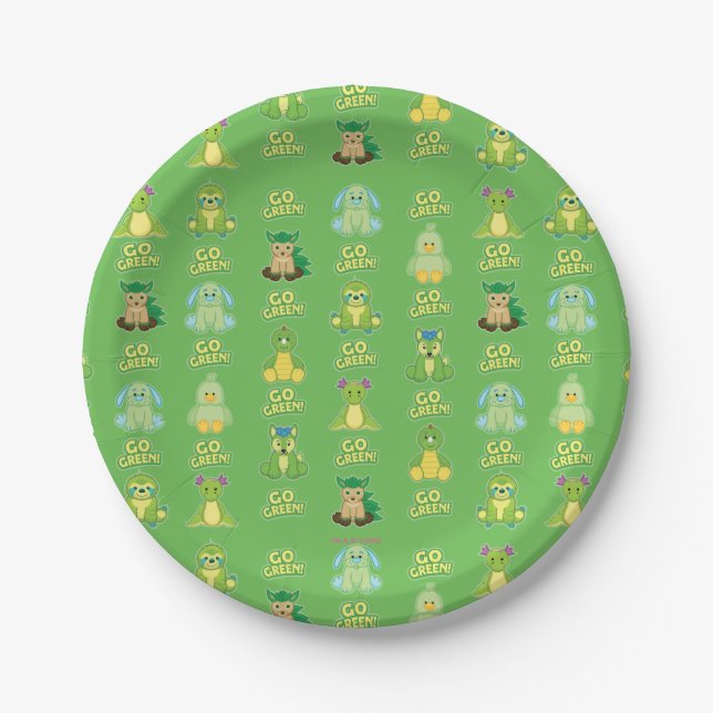 Assiettes En Carton Motif de devenez écolo de Webkinz (Devant)