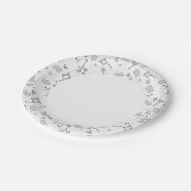 Assiettes En Carton motif de doodle 2 (Angle)