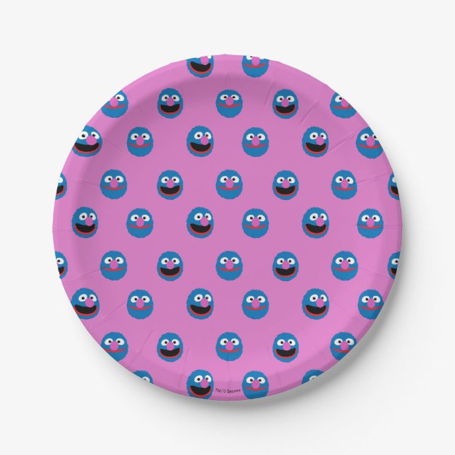 Assiettes En Carton Motif de face de Grover rose (Devant)