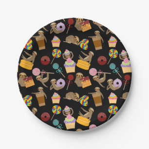 Assiettes En Carton Motif de festins de bonbon à paresse