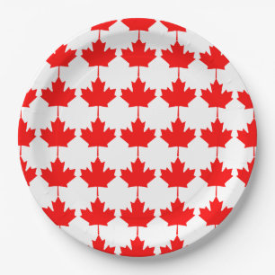 Assiettes En Carton Motif de feuille d'érable rouge du Canada