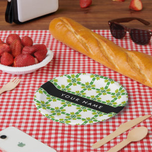 Assiettes En Carton Motif de feuille, feuilles vertes, votre nom