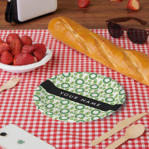Assiettes En Carton Motif de feuille, feuilles vertes, votre nom