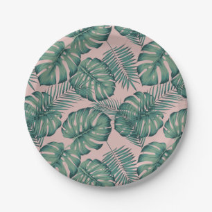 Assiettes En Carton Motif de feuille tropicale