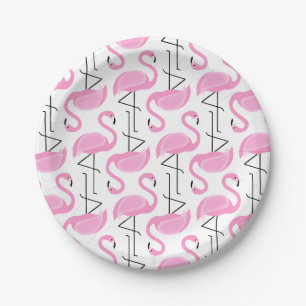 Assiettes En Carton Motif de Flamant rose peint par rose