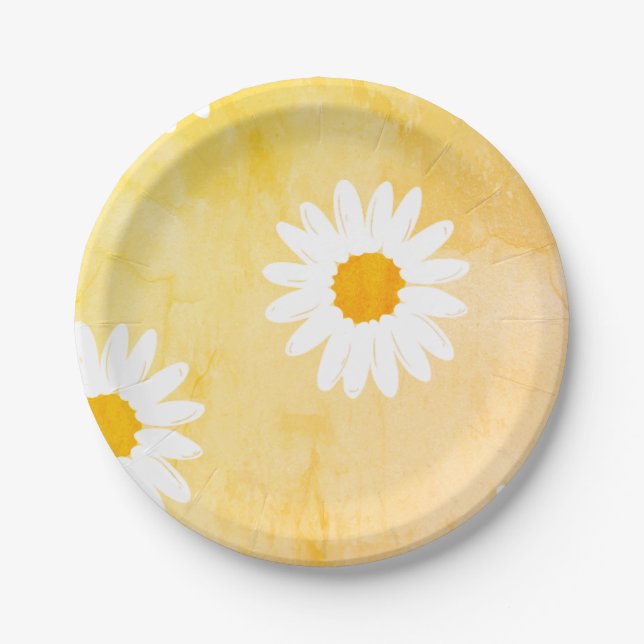 Assiettes En Carton Motif de fleur blanc (Devant)