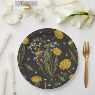 Assiettes En Carton Motif de fleur sauvage de pissenlit