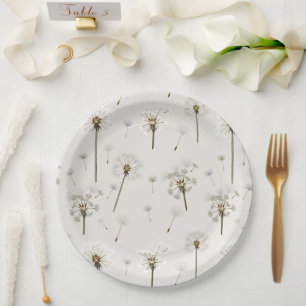 Assiettes En Carton Motif de fleur sauvage de pissenlit