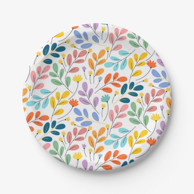 Assiettes En Carton Motif de fleurs (Devant)