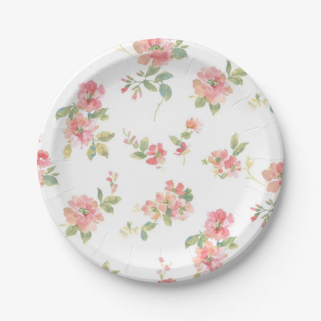 Assiettes En Carton Motif de fleurs (Devant)