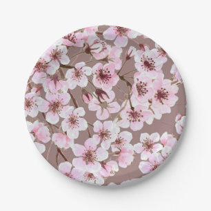 Assiettes En Carton Motif de fleurs de cerisiers