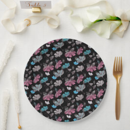 Assiettes En Carton Motif de fleurs et de papillons