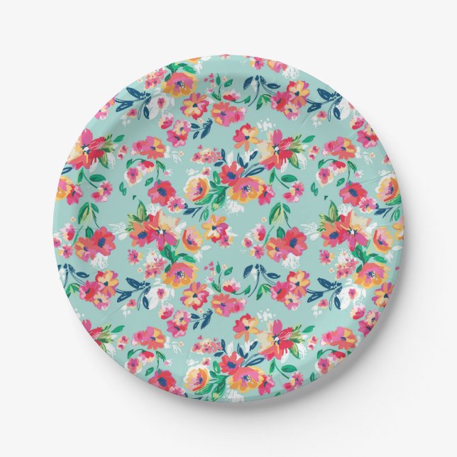 Assiettes En Carton Motif de fleurs peint (Devant)